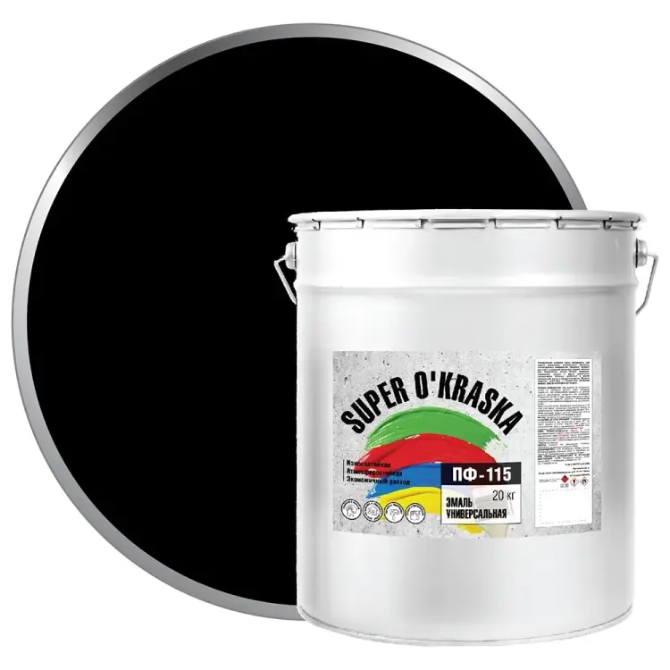 Эмаль super maler Черный 20кг Лк-00005664