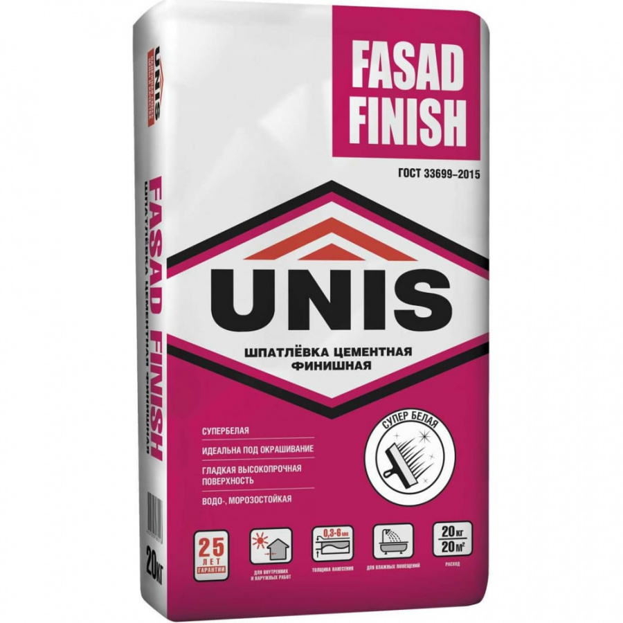 Цементная шпатлевка UNIS Fasad Finish