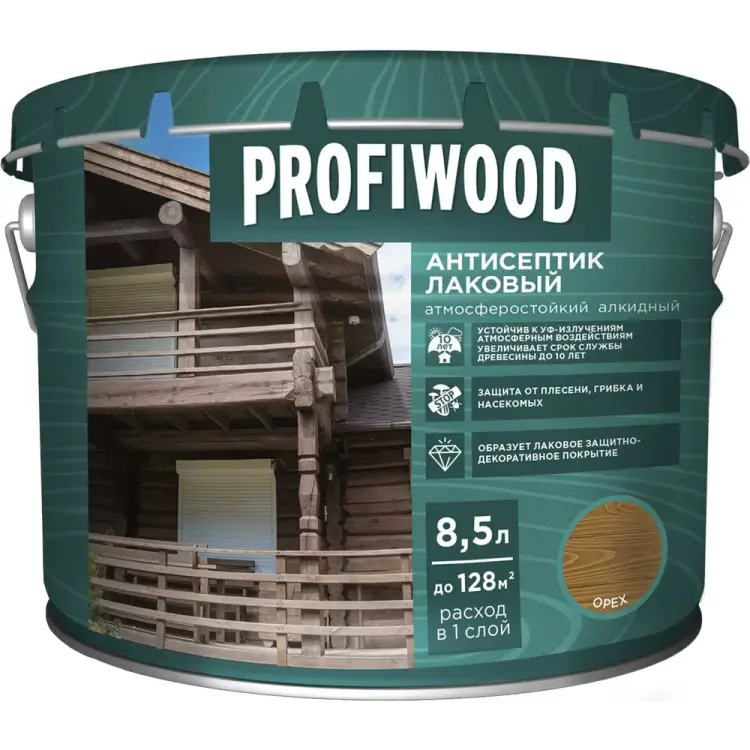 Лаковый тонирующий атмосферостойкий алкидный антисептик Profiwood 67028