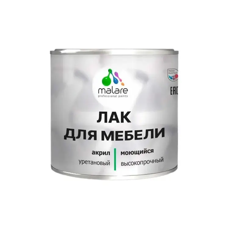 Акрил-уретановый высокопрочный моющийся универсальный лак для мебели для любых поверхностей MALARE 2038119903026
