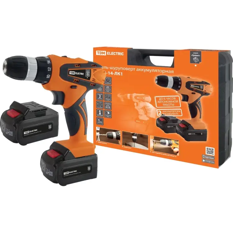 Аккумуляторная дрель-шуруповерт TDM ELECTRIC ДША-14-ЛК1 Гранит SQ1030-0203 Аккумуляторная дрель-шуруповерт TDM ELECTRIC ДША-14-ЛК1 Гранит SQ1030-0203
