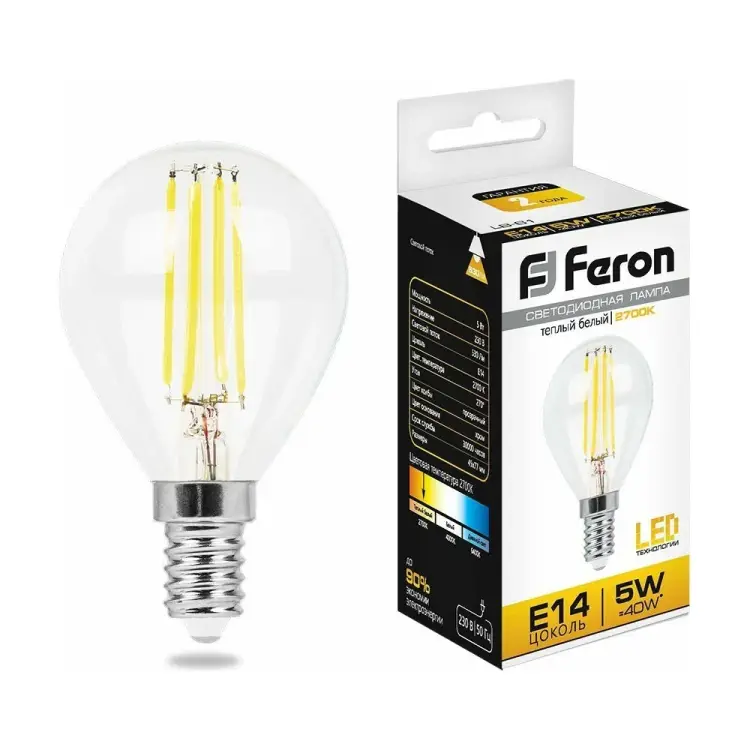 Светодиодная лампа FERON LB-61 5W 230V E14 2700K 25578
