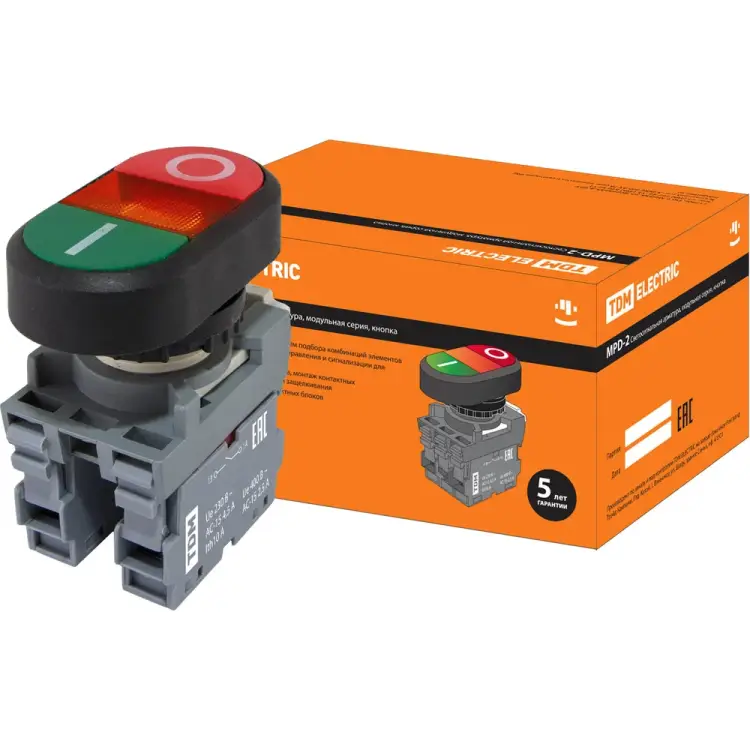 Двойная кнопка TDM ELECTRIC MPD2-11R LED SQ0747-0058
