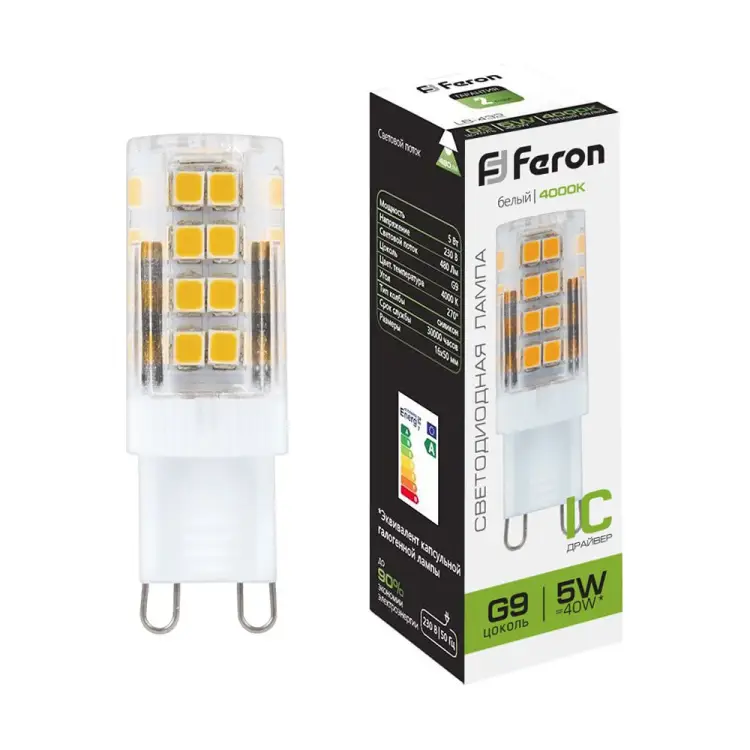 Светодиодная лампа FERON LB-432 G9 5W 4000K 25770