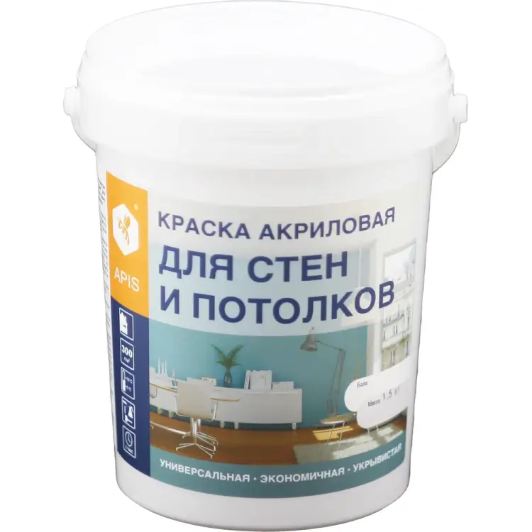 Акриловая краска для стен и потолков APIS 4665296515087 Акриловая краска для стен и потолков APIS 4665296515087