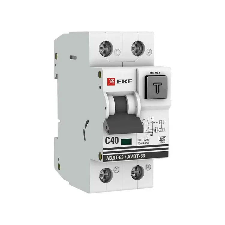 Автоматический дифференциальный выключатель EKF АВДТ-63 DA63-40-30