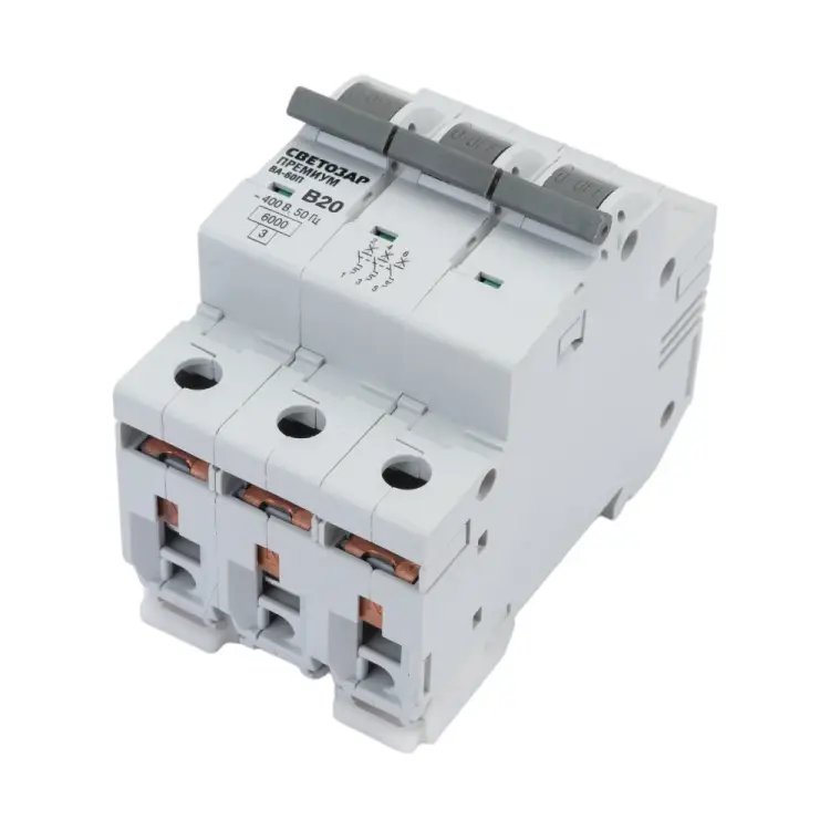 Автомат СВЕТОЗАР Премиум 3п, B, 20А, 6кА, 400В SV-49013-20-B