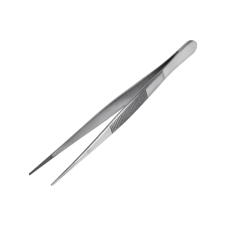 Прямой узкий рифленый пинцет REXANT 145 мм 12-0346