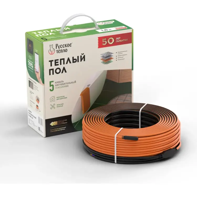 Нагревательный электрический кабель под ламинат/плитку/линолеум Русское тепло 2285250