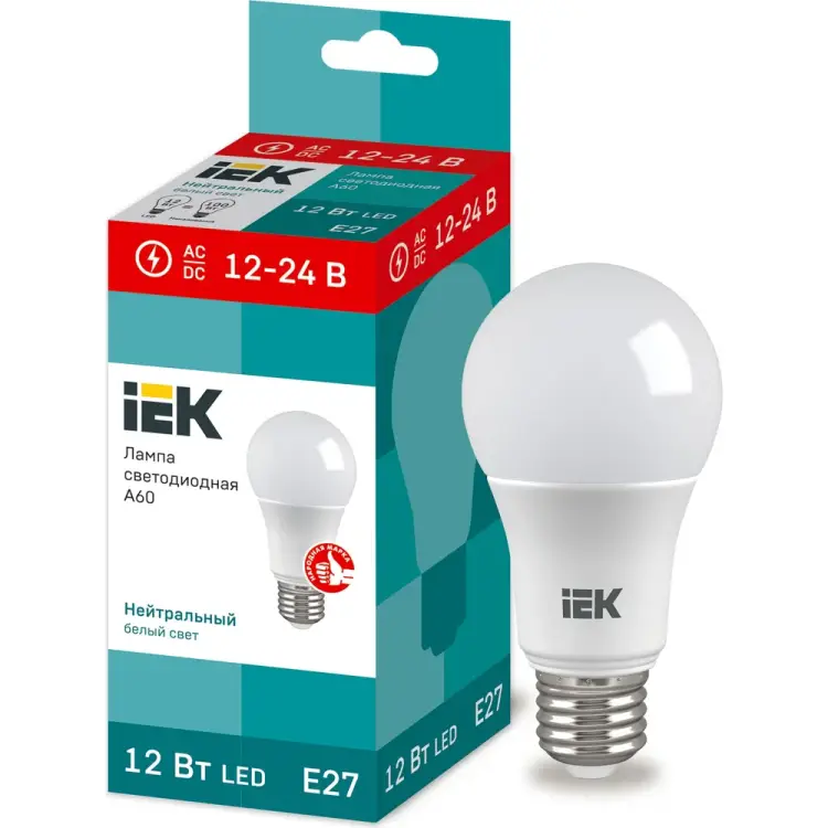 Светодиодная лампа IEK LLE-A60-12-12-24-40-E27 Светодиодная лампа IEK LLE-A60-12-12-24-40-E27