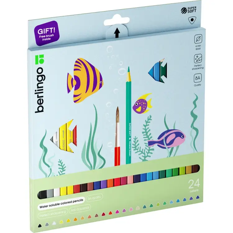 Акварельные карандаши Berlingo SuperSoft. Рыбки SSA1724