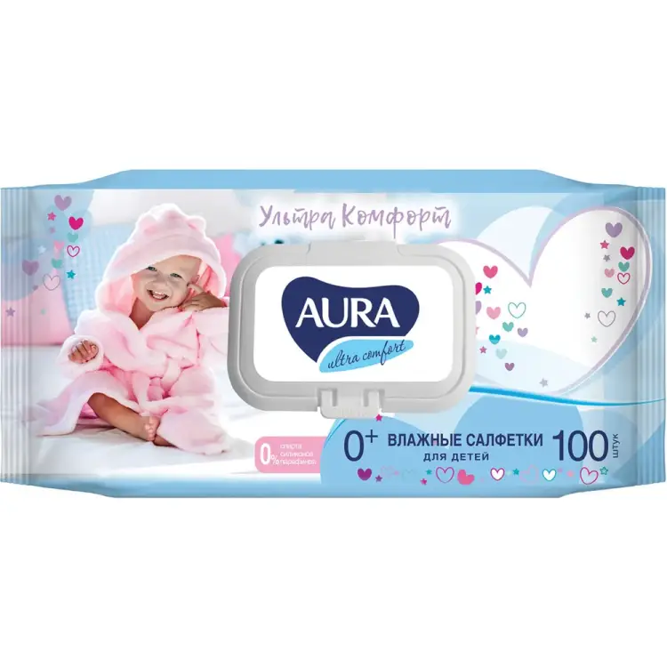 Гипоаллергенные влажные салфетки для детей AURA Ultra COMFORT 127500