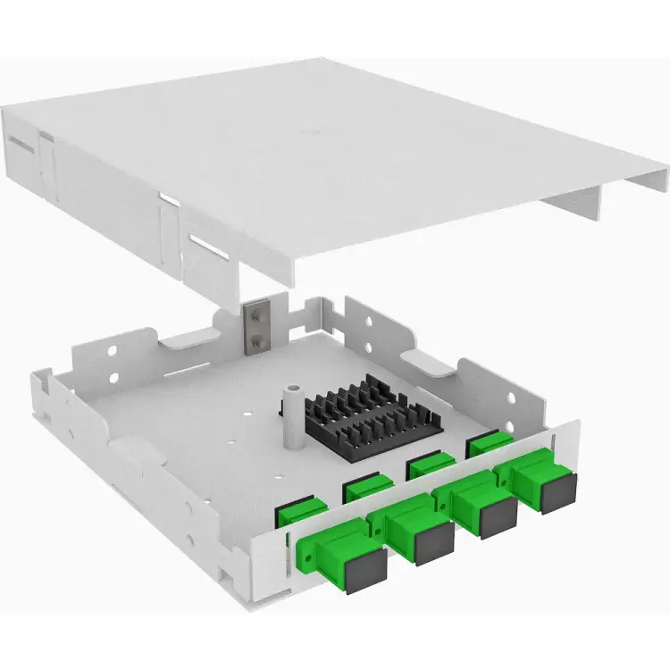 Настенный одномодовый укомплектованный оптический кросс TopLan КРНМ-Top-04SC/A-OS2-GY