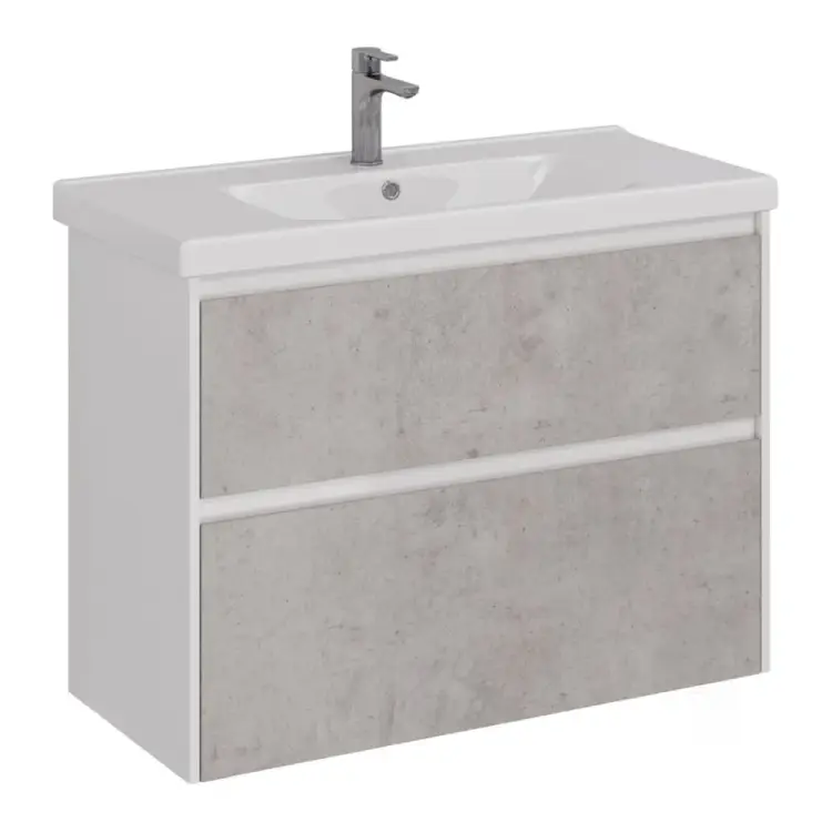 Тумба Lemark COMBI 100 см под 1 раковину, подвесная/напольная, 2 ящика, цвет фасада: Бетон, цвет корпуса: Белый г LM03C100T-Beton Тумба Lemark COMBI 100 см под 1 раковину, подвесная/напольная, 2 ящика, цвет фасада: Бетон, цвет корпуса: Белый г LM03C100T-Beton