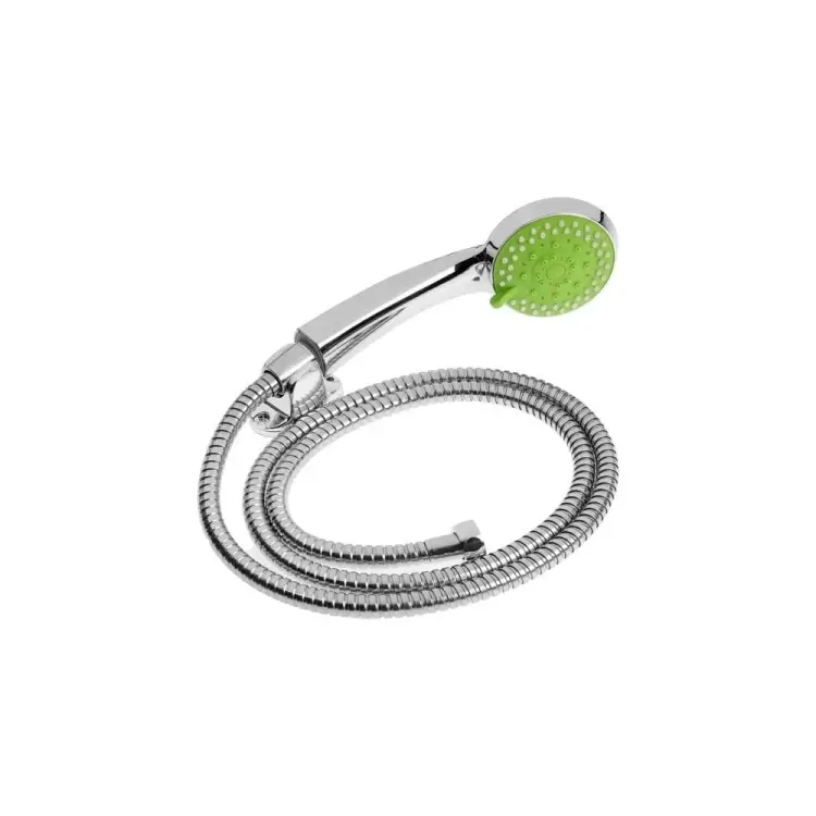 Набор для душа Zein шланг 150 см, держатель, лейка 5 режимов, зеленый/хром 6931451