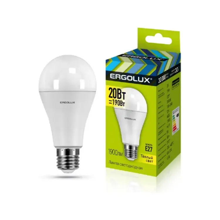 Электрическая светодиодная лампа Ergolux LED-A65-20W-E27-3K ЛОН 13182 Электрическая светодиодная лампа Ergolux LED-A65-20W-E27-3K ЛОН 13182