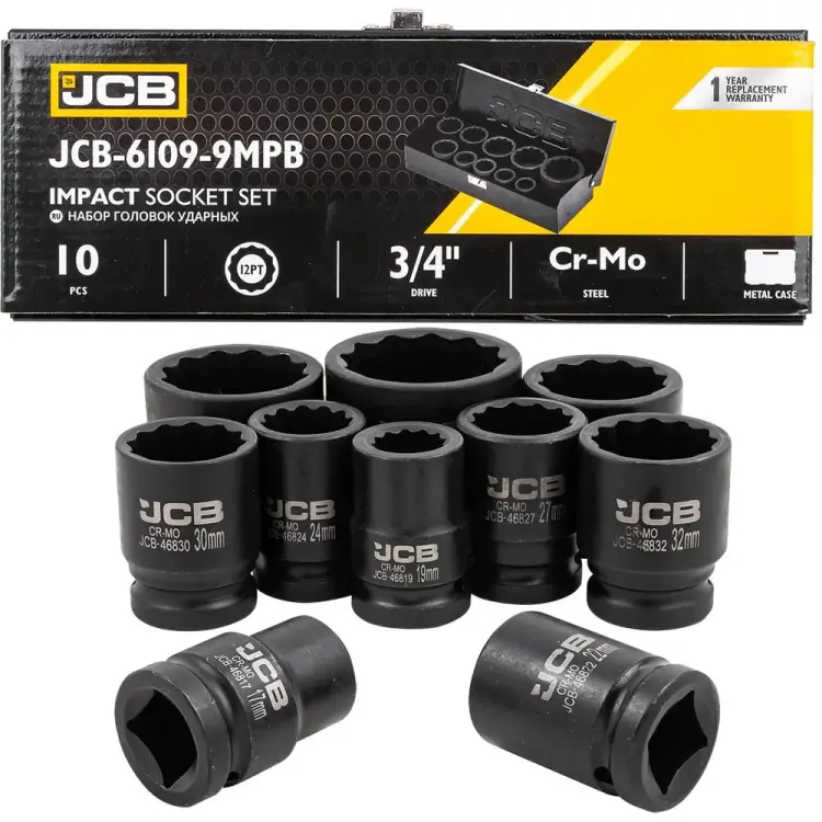 Набор головок ударных JCB JCB-6109-9MPB(61733) Набор головок ударных JCB JCB-6109-9MPB(61733)