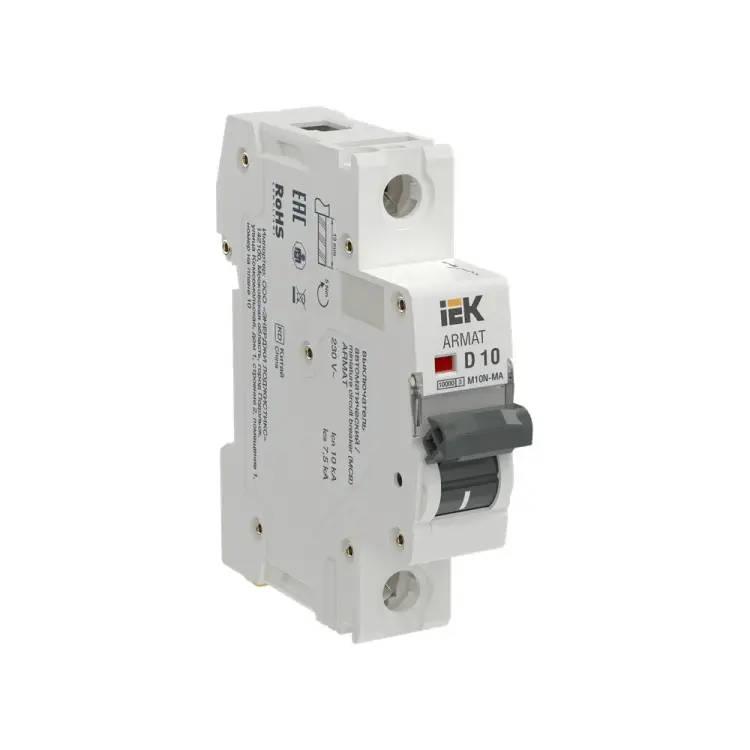 Автоматический выключатель IEK ARMAT M10N-MA 1P D 10А AR-M10N-MA-1-D010