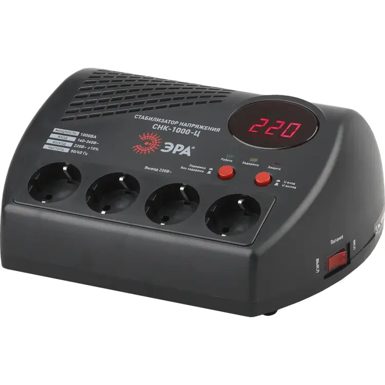Компактный стабилизатор напряжения ЭРА СНК-1000-Ц Б0031072 Компактный стабилизатор напряжения ЭРА СНК-1000-Ц Б0031072