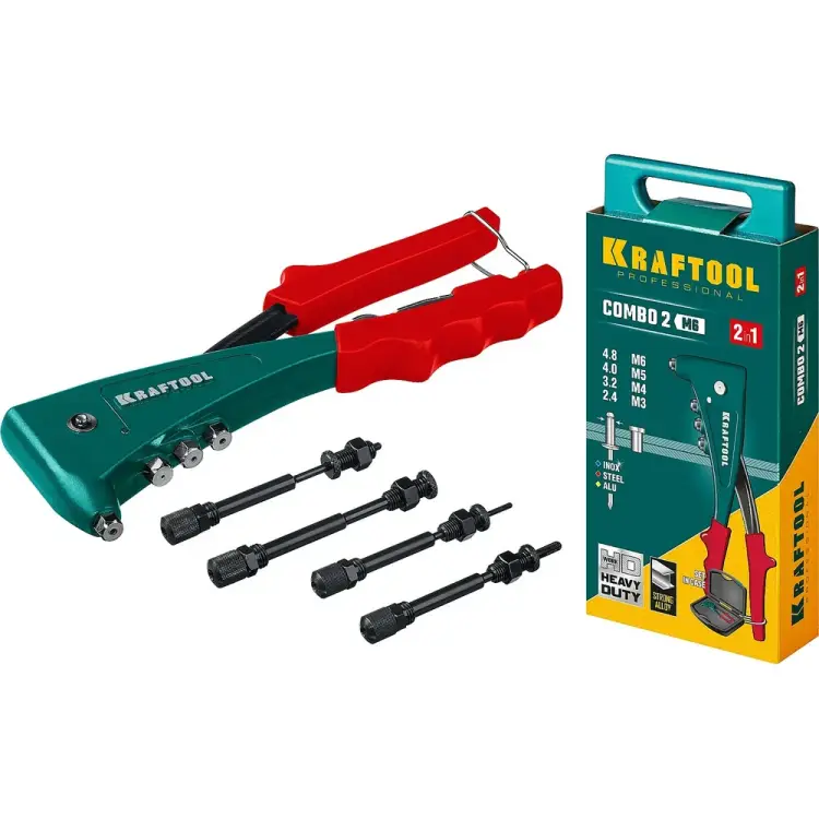 Комбинированный заклепочник KRAFTOOL Combo2-M6 31180 Комбинированный заклепочник KRAFTOOL Combo2-M6 31180