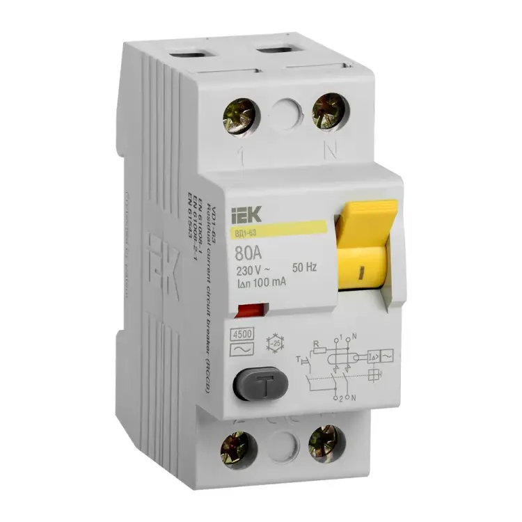 Дифференциальный выключатель IEK ВД1-63 MDV10-2-080-100