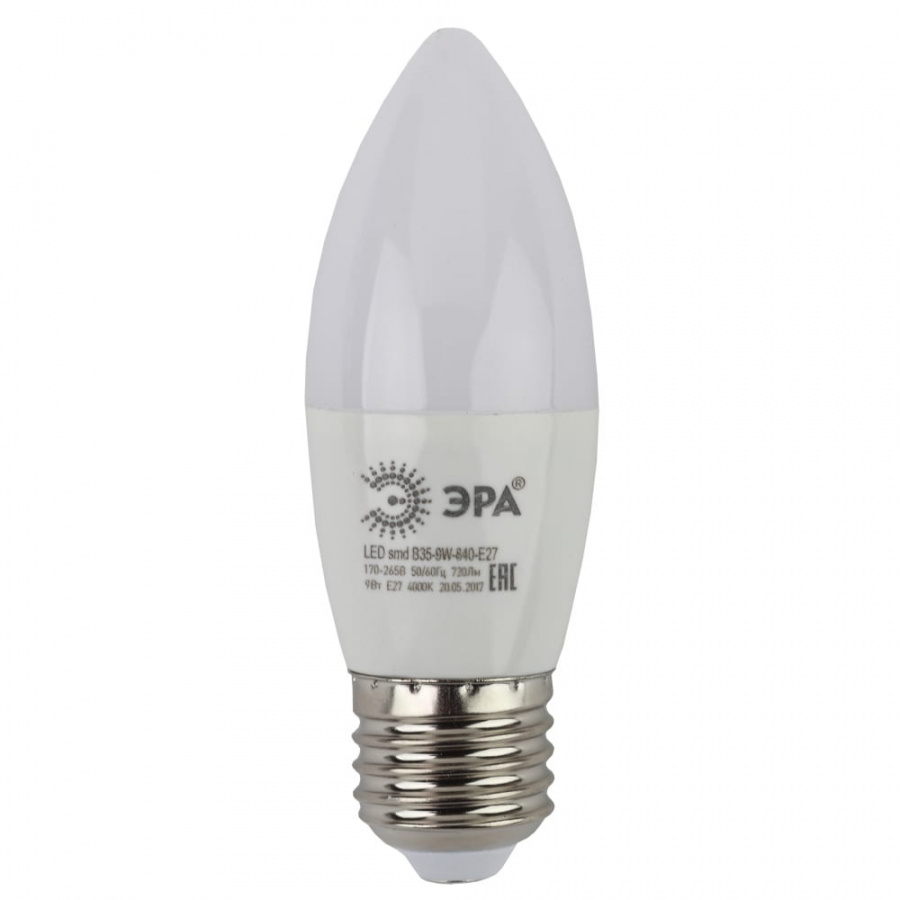 Светодиодная лампа ЭРА LED B35-9W-840-E27