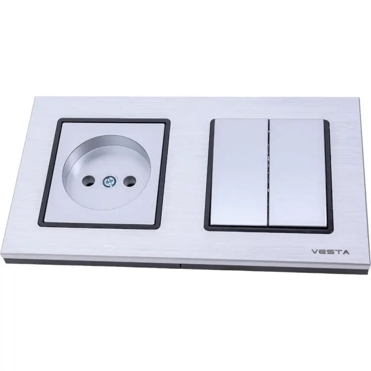 Двухклавишный выключатель + розетка Vesta Electric Комплект-2 FRM050211SER