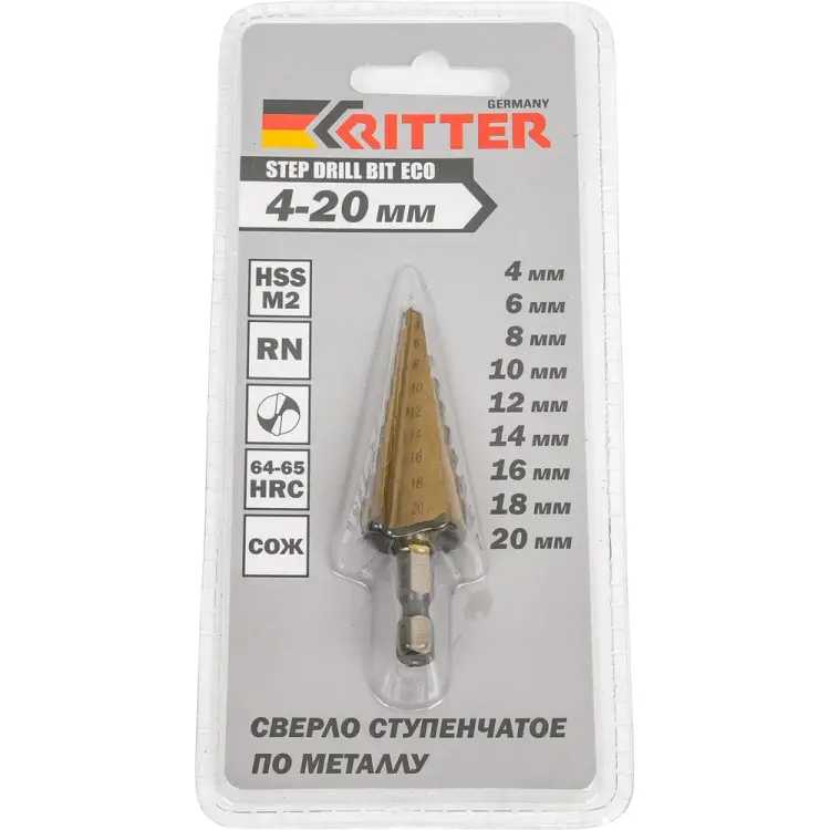 Ступенчатое сверло по металлу RITTER PS14204200