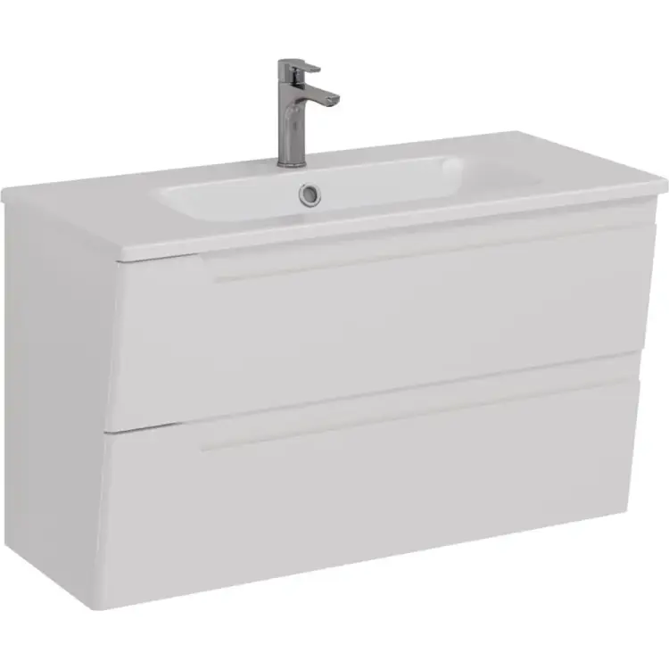 Тумба Lemark MIANO, 100 см под 1 раковину, подвесная, 2 ящика, цвет корпуса, фасада: Белый глянец LM06M100T Тумба Lemark MIANO, 100 см под 1 раковину, подвесная, 2 ящика, цвет корпуса, фасада: Белый глянец LM06M100T