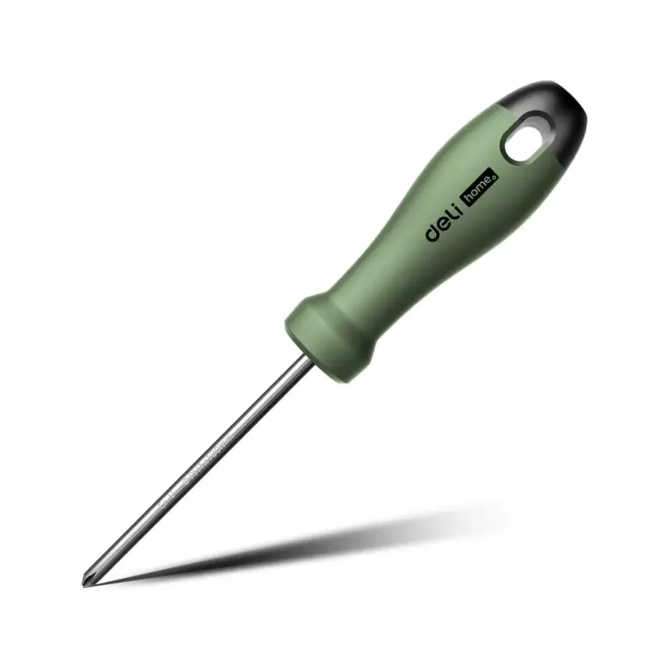 Крестовая отвертка DELI HOME SERIES GREEN HT1205L PH1x100мм эксклюзивный дизайн, софттач пластик 130287