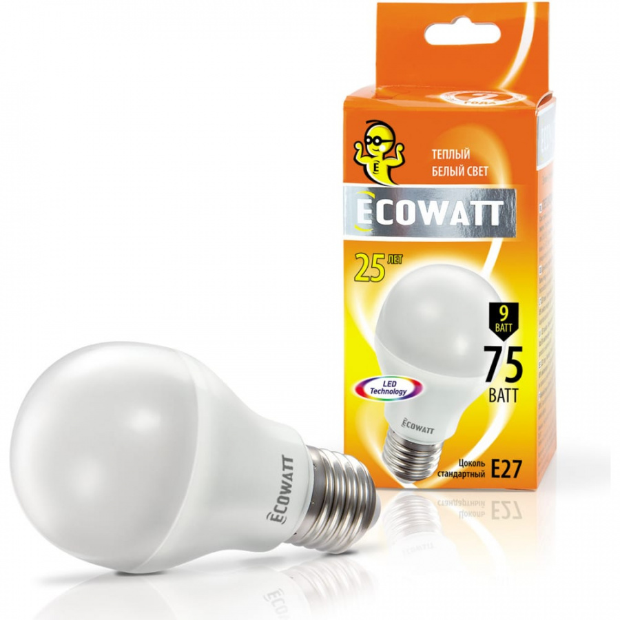 Светодиодная лампа ECOWATT A60, 230 В, 9 Вт, 2700K E27