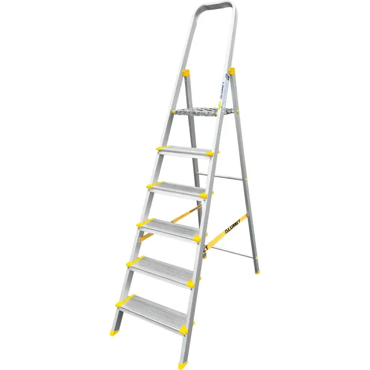 Профессиональная алюминиевая анодированная стремянка Алюмет АS706 Профессиональная алюминиевая анодированная стремянка Алюмет АS706