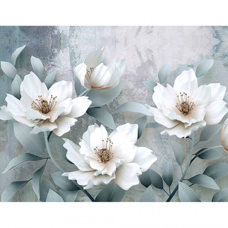 Бумажные бесшовные фотообои Verol Белые цветы