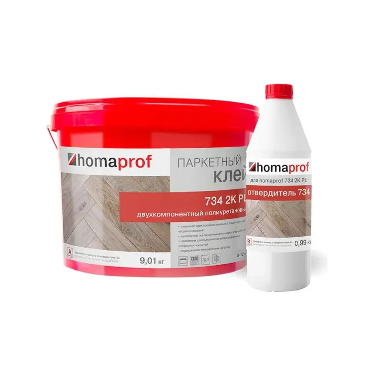 Полиуретановый клей для паркета и паркетной доски Homakoll Homaprof 734 734a+b-10-19