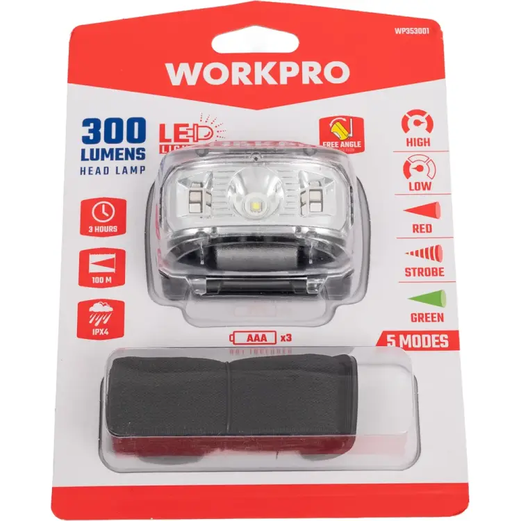 Налобный светодиодный фонарь WORKPRO WP353001