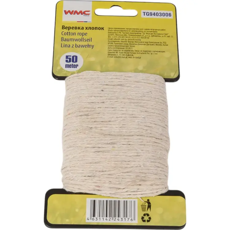 Хлопковая веревка WMC TOOLS WMC-TG9403006 Хлопковая веревка WMC TOOLS WMC-TG9403006