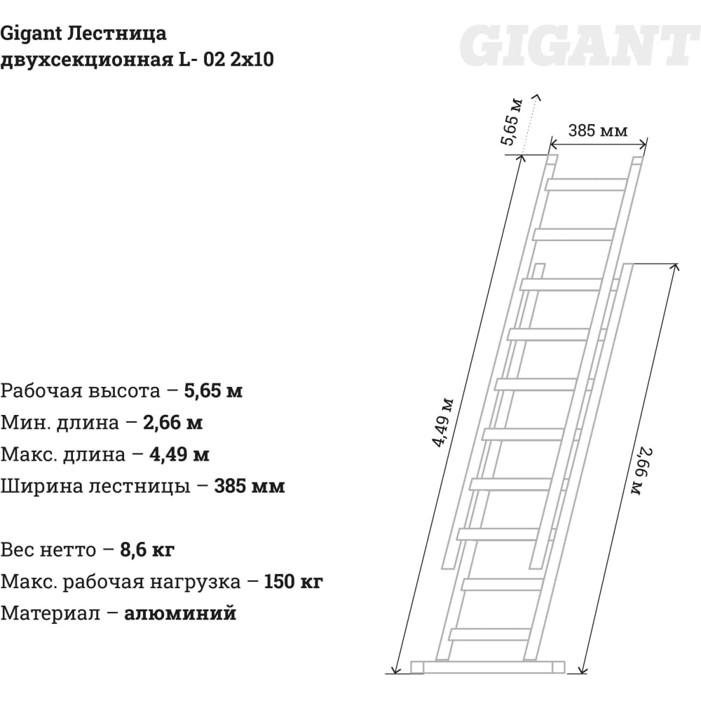 Двухсекционная лестница Gigant L-02