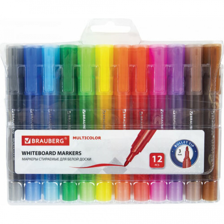 Стираемые маркеры для белой доски BRAUBERG MULTICOLOR