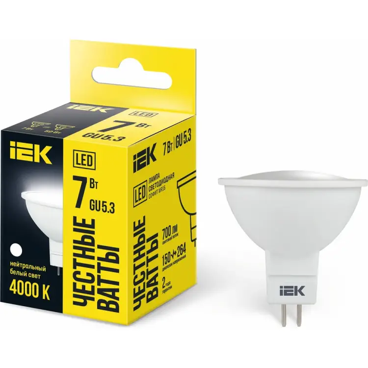 Светодиодная лампа IEK ECO LLE-MR16-7-230-40-GU5 Светодиодная лампа IEK ECO LLE-MR16-7-230-40-GU5