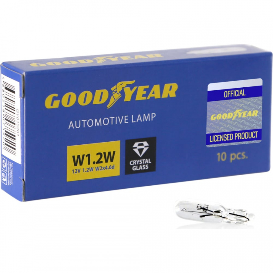 Автомобильная лампа накаливания Goodyear W1.2W 12V 1.2W W2x4.6d