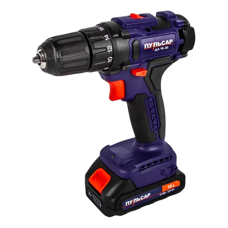 Аккумуляторная безударная дрель Пульсар ДА 18-40 916-967 Аккумуляторная безударная дрель Пульсар ДА 18-40 916-967