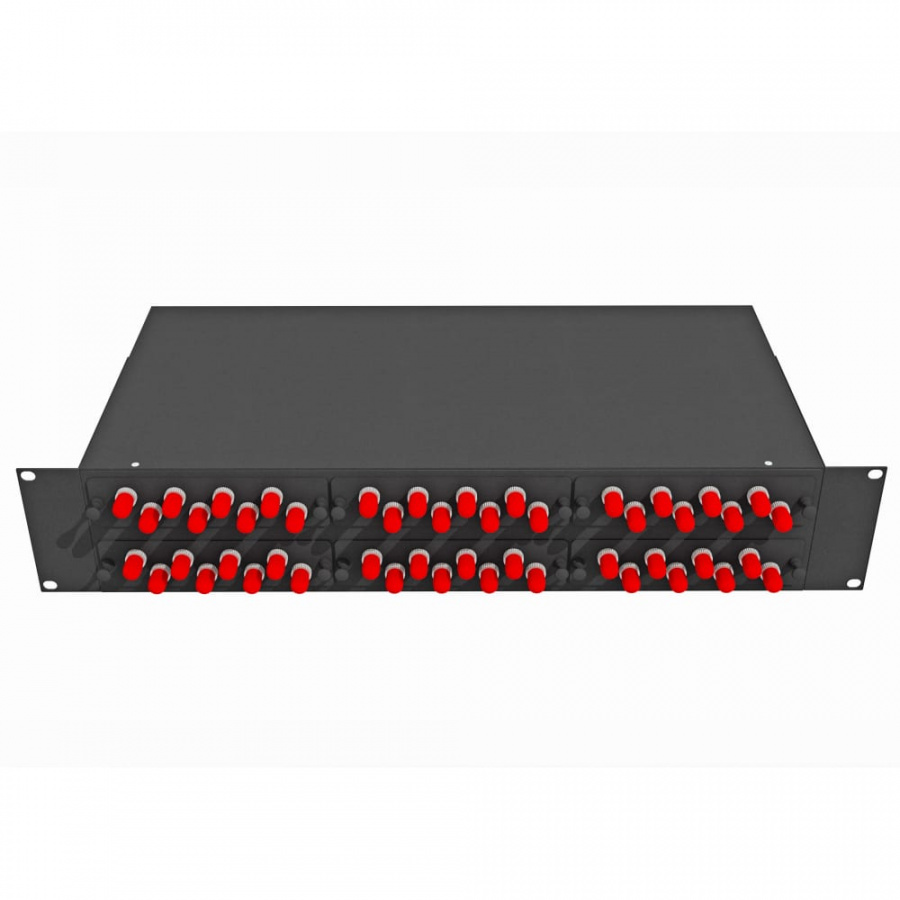 Одномодовый оптический укомплектованный стоечный кросс TopLan КРС-Top-2U-48ST/U-OS2-BK