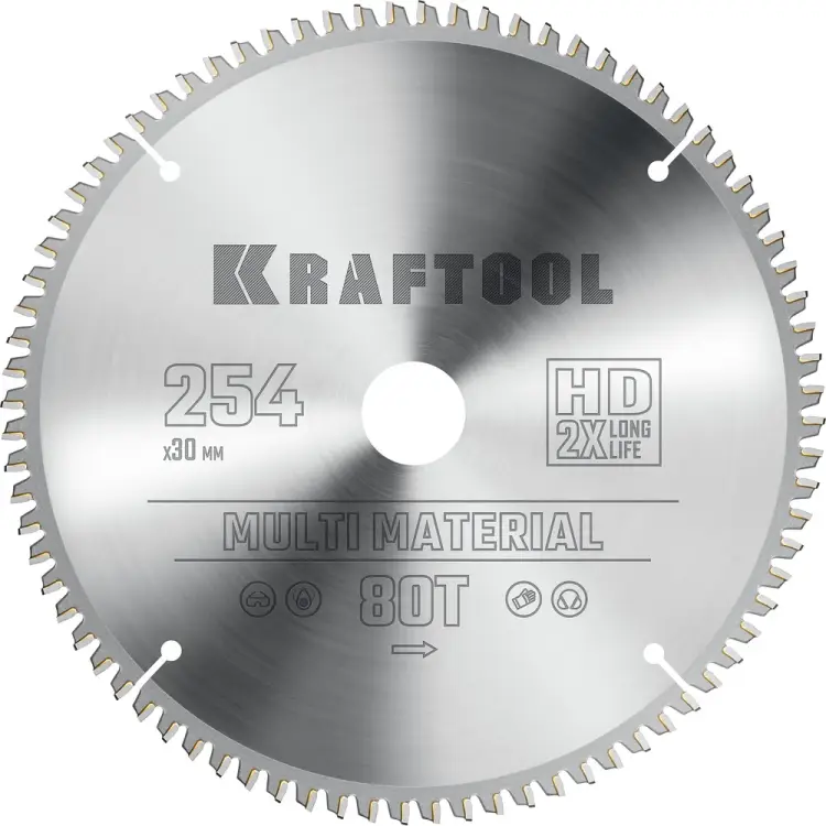 Пильный диск по алюминию KRAFTOOL Multi material 36953-254-30 Пильный диск по алюминию KRAFTOOL Multi material 36953-254-30