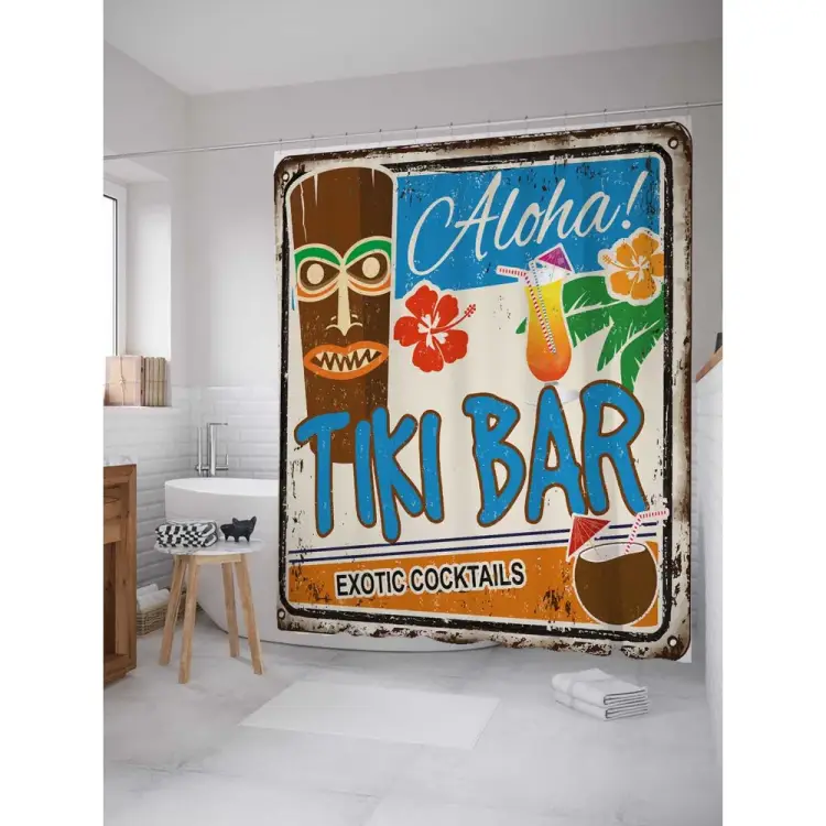 Шторка-занавеска для ванной JOYARTY Экзотические коктейли в баре sc_37734