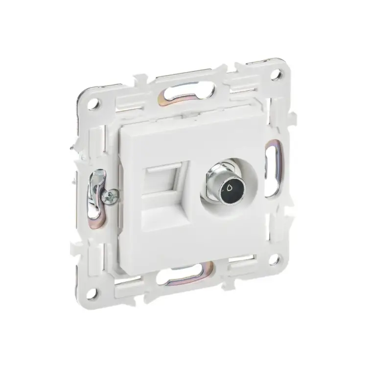 Двойная розетка IEK SKANDY TV+RJ45 кат.5E SK-A14W арктический белый SK-AK20-1-K01