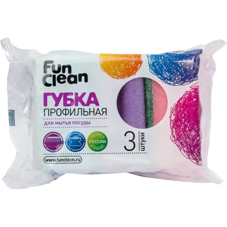 Профильная губка для посуды Fun Clean 6796