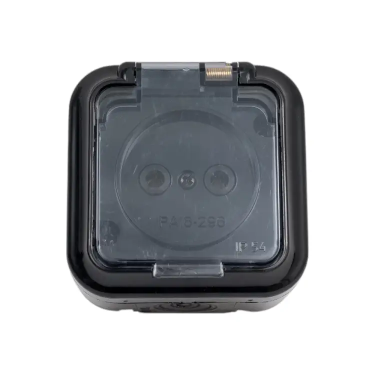 Одноместная розетка BYLECTRICA P54 серия ПРАЛЕСКА АКВА РА16-296 черный