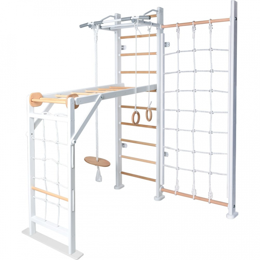 ДСК Perfetto sport Scala in legno con rete 2 bianco-naturale