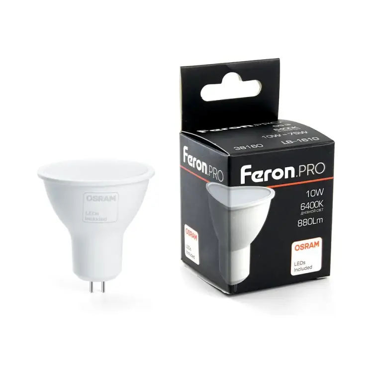 Светодиодная лампа FERON PRO LB-1610 MR16 G5.3 10W 6400K 38160