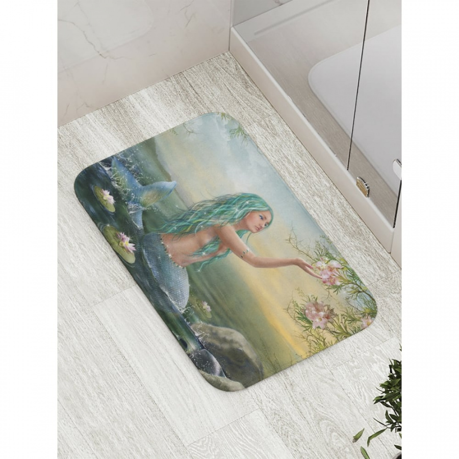 Противоскользящий коврик для ванной, сауны, бассейна JOYARTY Очаровательная русалка